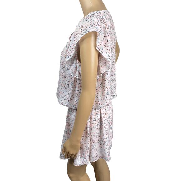 Parker $258 Pink Confetti Dottie Smocked Blouson Mini Dress SZ M - Picture 8 of 11